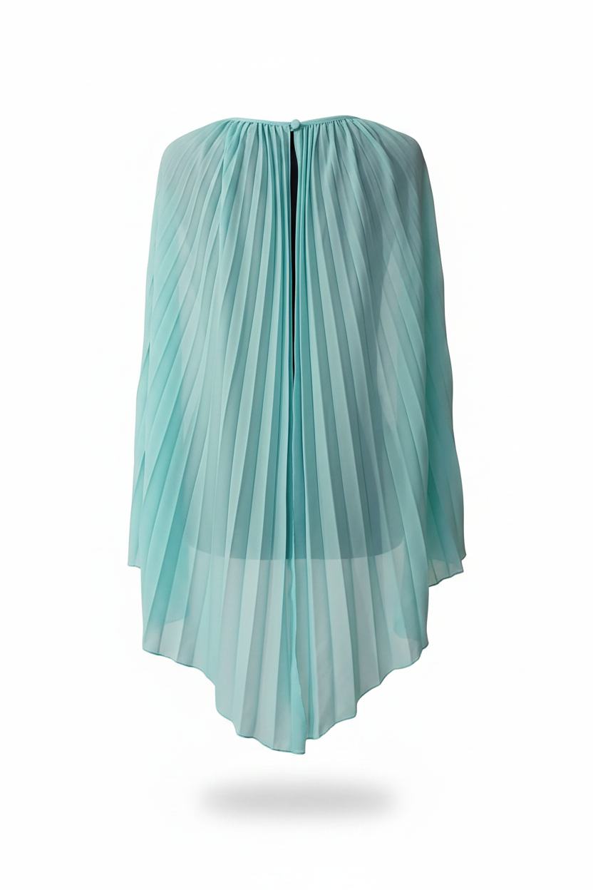 Blusa plissettata color menta - vista posteriore senza manichino
