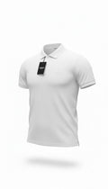 Polo Infinity ICEBERG bianca in piqué di cotone con logo ricamato tono su tono e chiusura a due bottoni