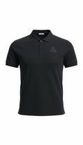 Polo Infinity Iceberg nera a maniche corte in tessuto tecnico traspirante con logo triangolare tono su tono sul petto
